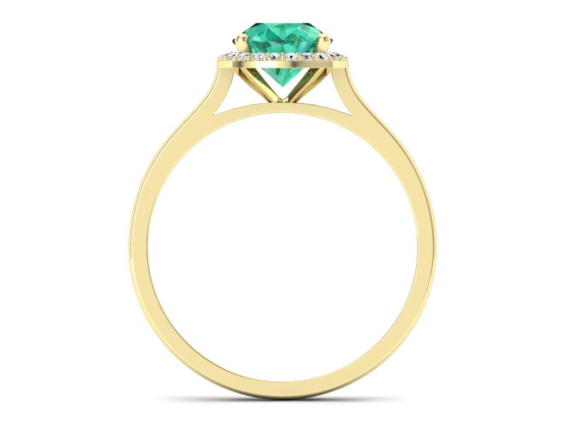 Złoty Pierścionek ze szmaragdem i diamentami - p16320zsm - 2