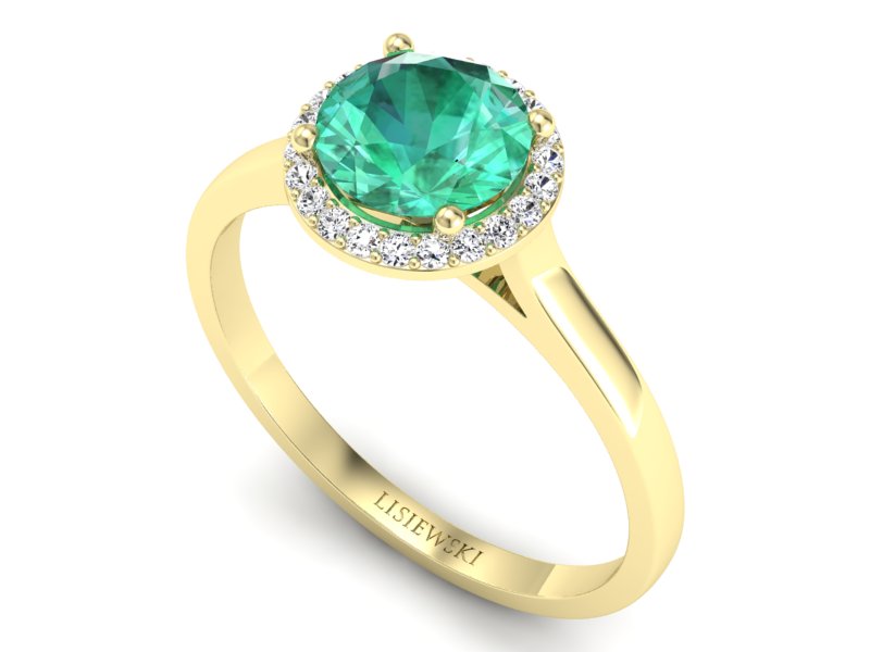Złoty Pierścionek ze szmaragdem i diamentami - p16320zsm - 3