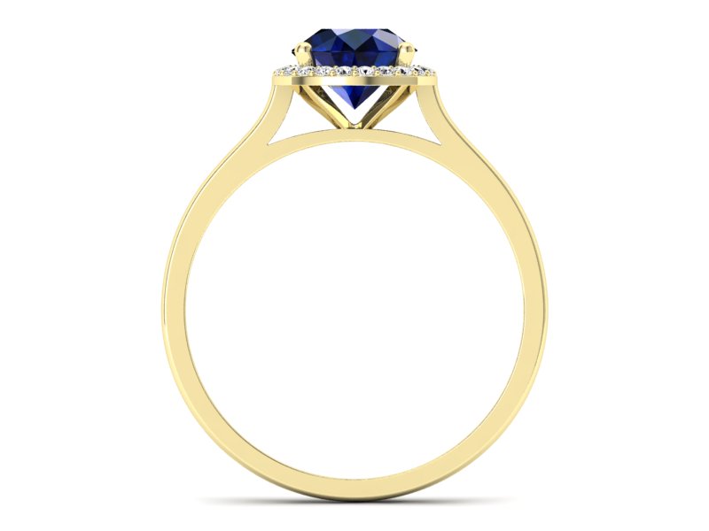 Złoty Pierścionek z szafirem i diamentami - p16320zsz - 2