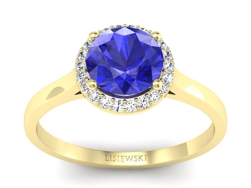 Złoty pierścionek z szafirem i diamentami - p16320zszc - 1