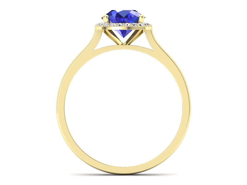 Złoty pierścionek z szafirem i diamentami - p16320zszc - 2