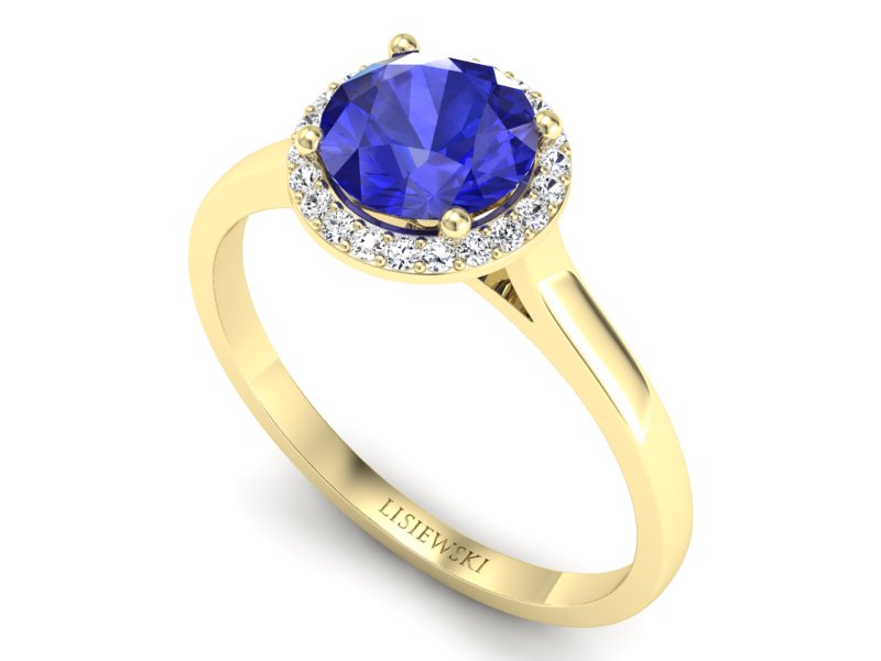 Złoty pierścionek z szafirem i diamentami - p16320zszc - 3