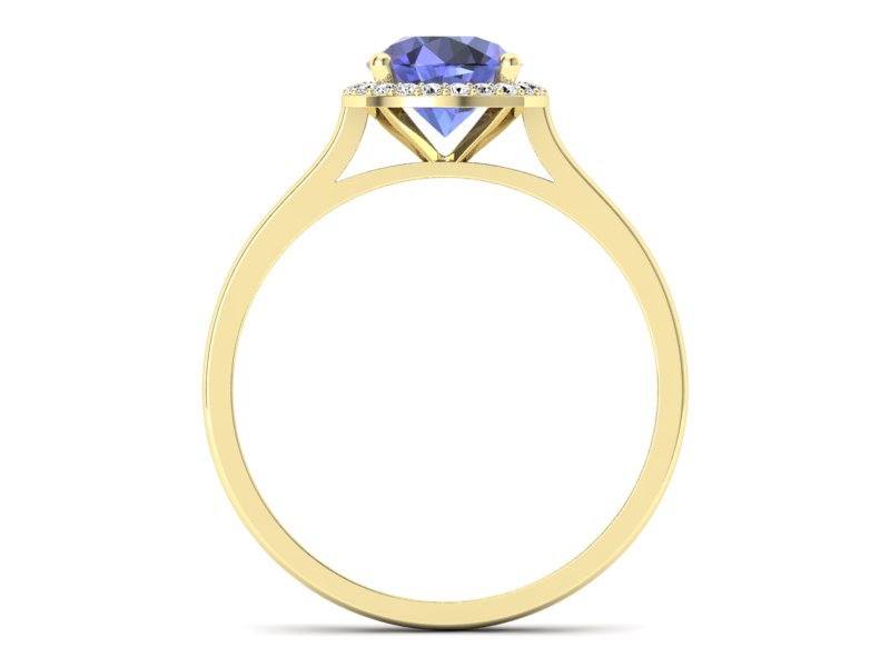 Pierścionek z tanzanitem i brylantami żółte złoto - p16320zt - 2
