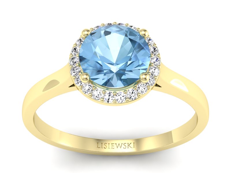 Pierścionek z topazem i brylantami żółte złoto - p16320ztp - 1