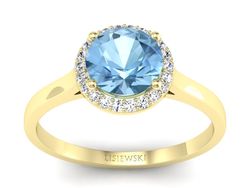 Pierścionek z topazem i brylantami żółte złoto - p16320ztp