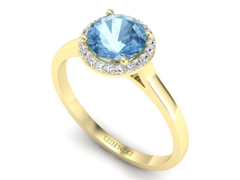 Pierścionek z topazem i brylantami żółte złoto - p16320ztp - 3