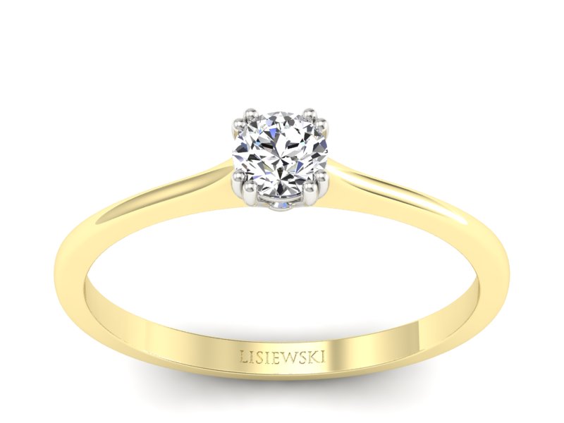Pierścionek z diamentem żółte i białe złoto - p16321zb - 1