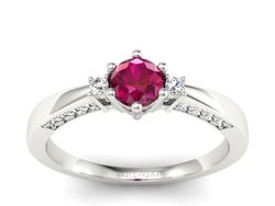 Pierścionek z rubinem i brylantami białe złoto - p16323br