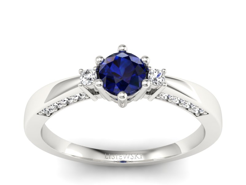 Pierścionek zaręczynowy z szafirem i brylantami - p16323bsz - 1