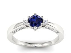 Pierścionek zaręczynowy z szafirem i brylantami - p16323bsz