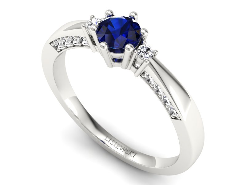 Pierścionek zaręczynowy z szafirem i brylantami - p16323bsz - 3