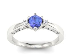 Pierścionek z tanzanitem i diamentem białe złoto - p16323bt