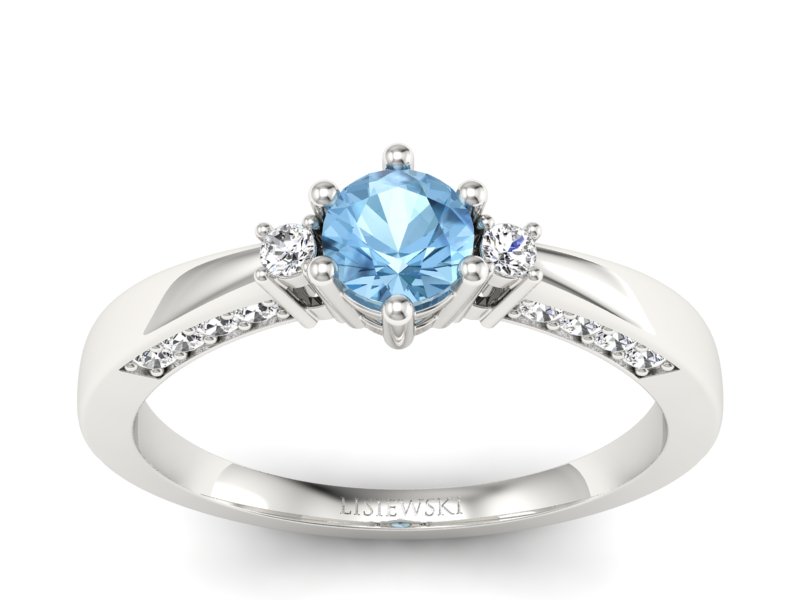 Pierścionek z topazem i brylantami białe złoto - p16323btp - 1