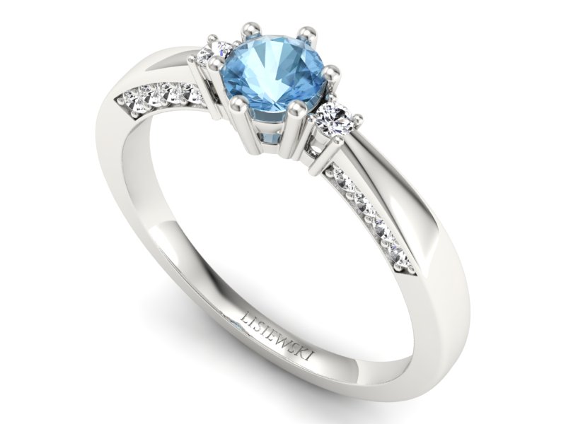 Pierścionek z topazem i brylantami białe złoto - p16323btp - 3