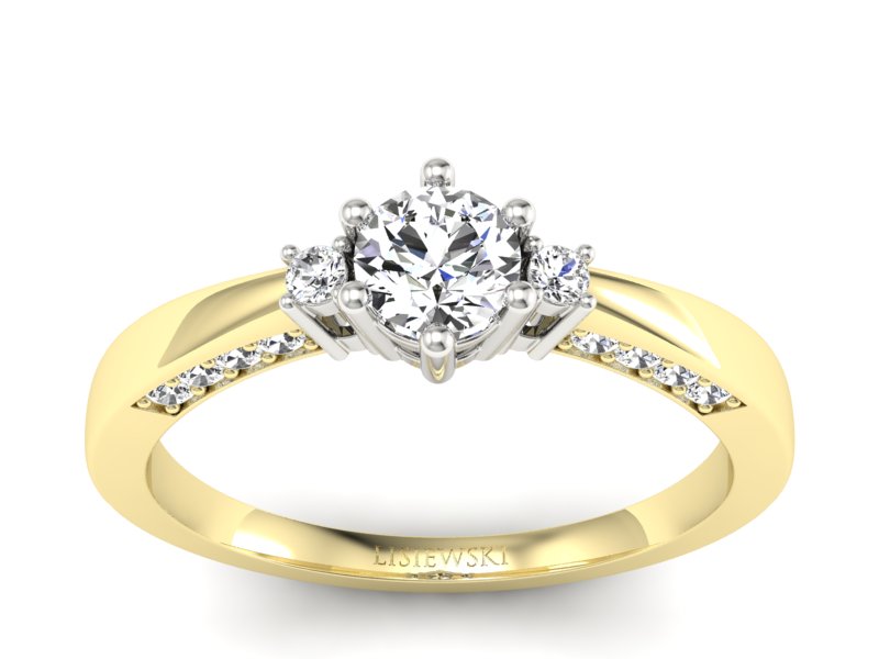 Złoty pierścionek zaręczynowy z brylantami - p16323zb - 1