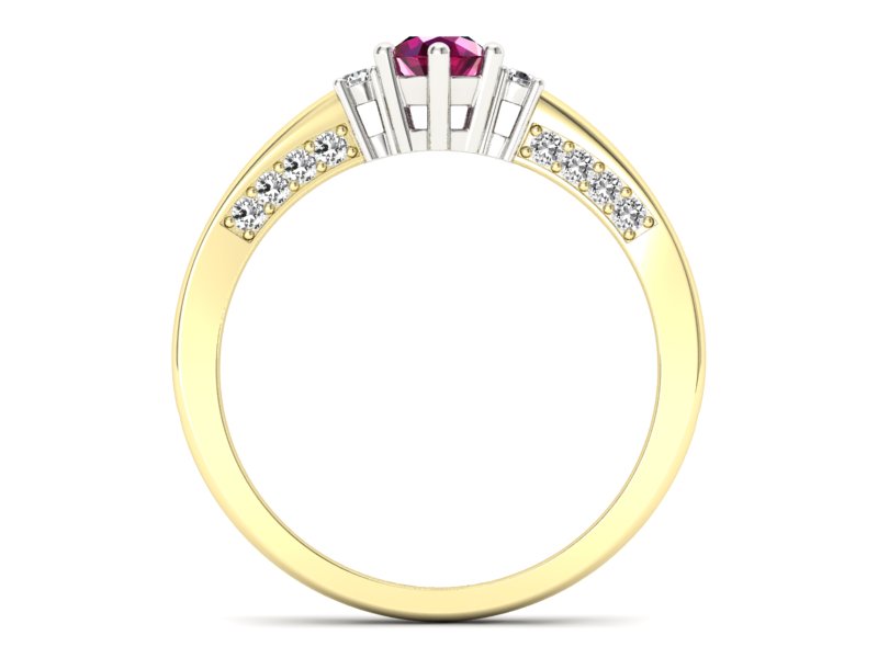 Pierścionek z rubinem i diamentami - p16323zbr - 2