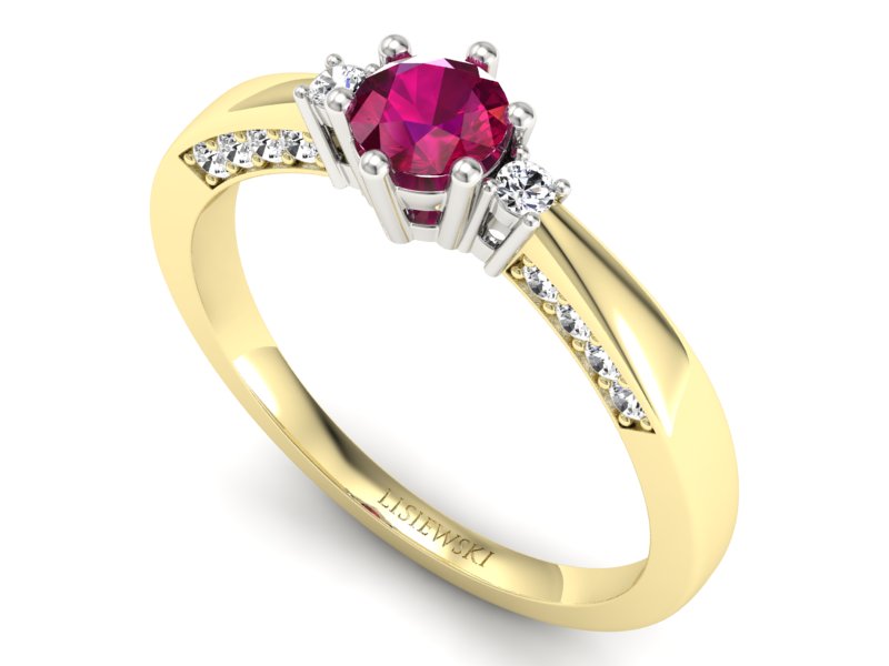 Pierścionek z rubinem i diamentami - p16323zbr - 3