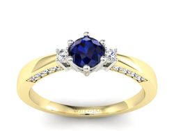 Złoty pierścionek z szafirem i brylantami - p16323zbsz