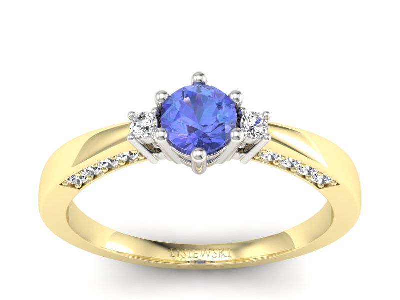 Pierścionek zaręczynowy z tanzanitem i brylantem - p16323zbt - 1