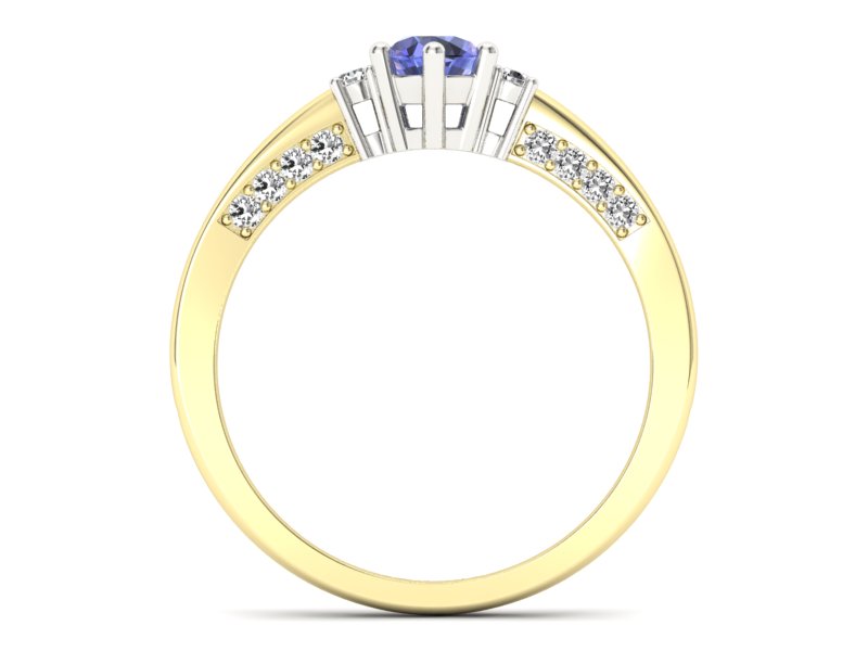 Pierścionek zaręczynowy z tanzanitem i brylantem - p16323zbt - 2