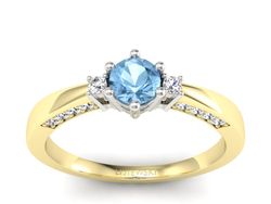 Pierścionek zaręczynowy z topazem i brylantami - p16323zbtp