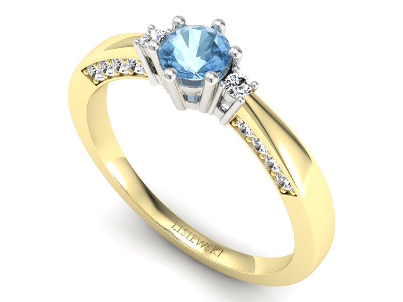 Pierścionek zaręczynowy z topazem i brylantami - p16323zbtp - 3