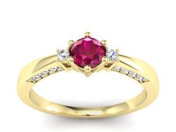 Złoty pierścionek z rubinem i brylantami - p16323zr