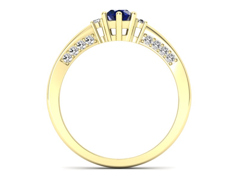 Złoty pierścionek z szafirem i brylantami - p16323zsz - 2
