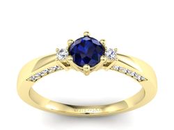 Złoty pierścionek z szafirem i brylantami - p16323zsz