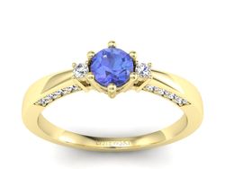 Pierścionek z tanzanitem i brylantami żółte złoto - p16323zt