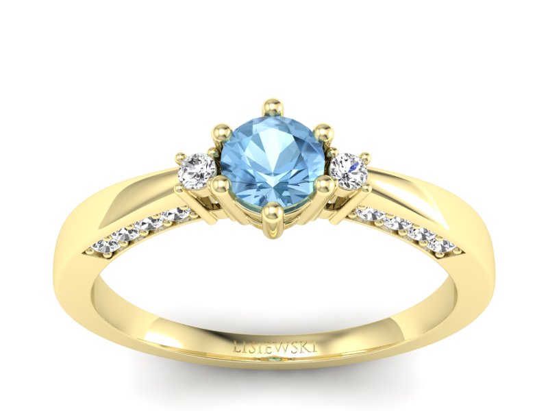 Złoty pierścionek z topazem i brylantami - p16323ztp - 1