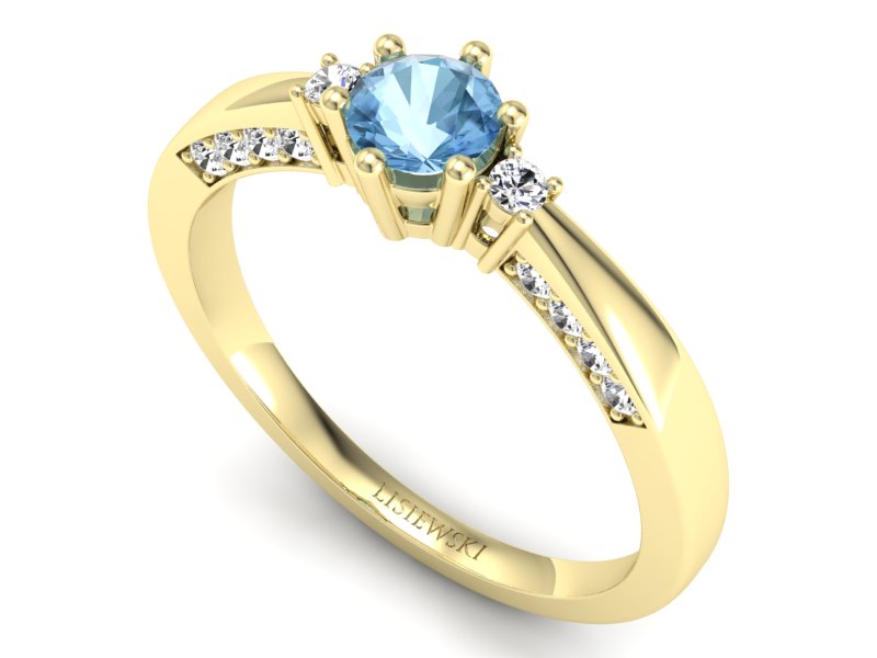 Złoty pierścionek z topazem i brylantami - p16323ztp - 3