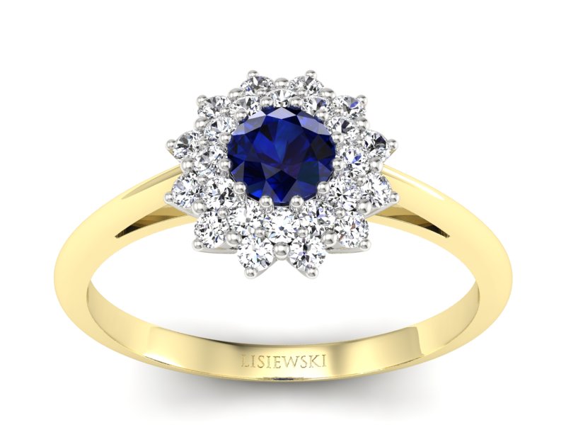 Pierścionek z szafirami i diamentami - p16325zbsz - 1