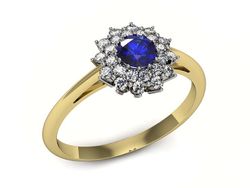 Pierścionek z szafirem i diamentami złoto 585 - p16325zbszc