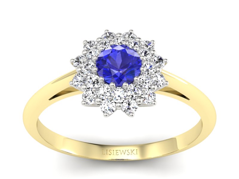 Pierścionek z szafirem i diamentami - p16325zbszc - 1