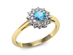 Pierścionek topaz i brylanty białe żółte złoto - p16325zbtp