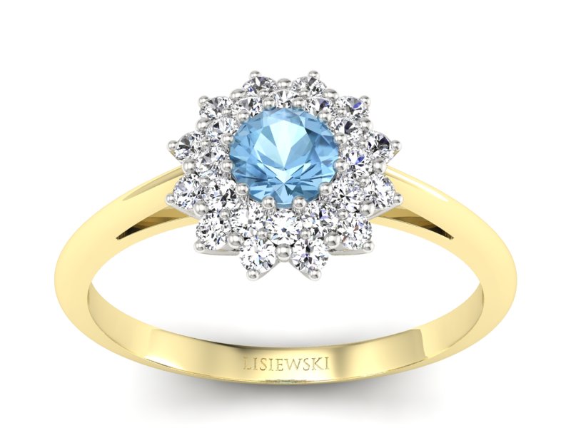 Pierścionek topaz i brylanty białe żółte złoto - p16325zbtp - 1