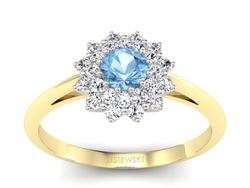 Pierścionek topaz i brylanty białe żółte złoto - p16325zbtp