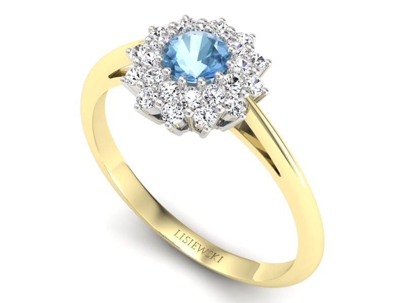 Pierścionek topaz i brylanty białe żółte złoto - p16325zbtp - 3