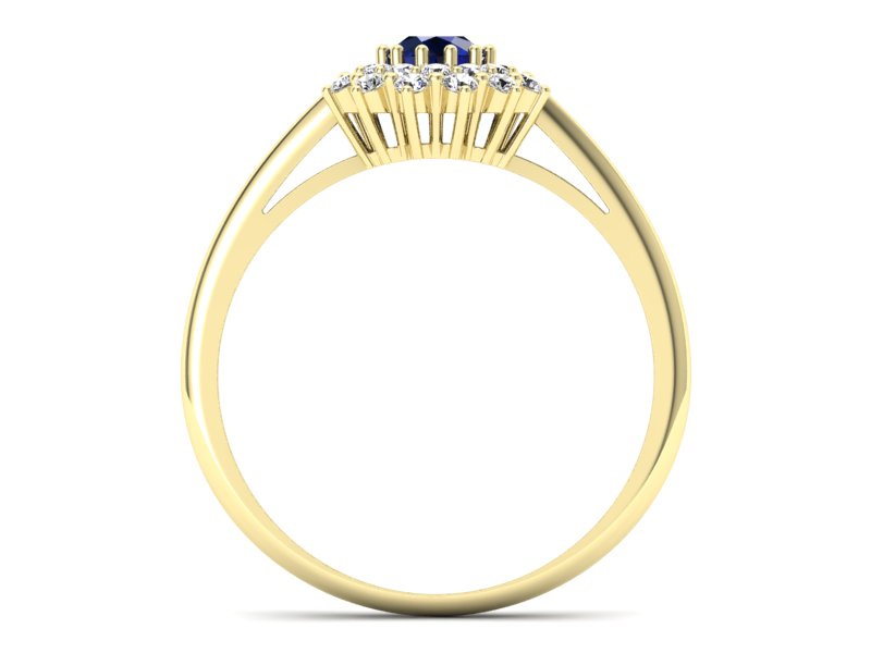 Złoty pierścionek z szafirem i diamentami - p16325zsz - 2