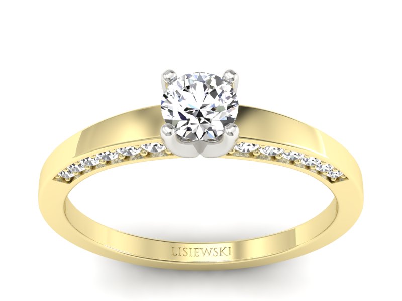 Pierścionek z diamentami żółte i białe złoto 585 - p16326zb - 1