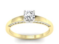 Pierścionek z diamentami żółte i białe złoto 585 - p16326zb
