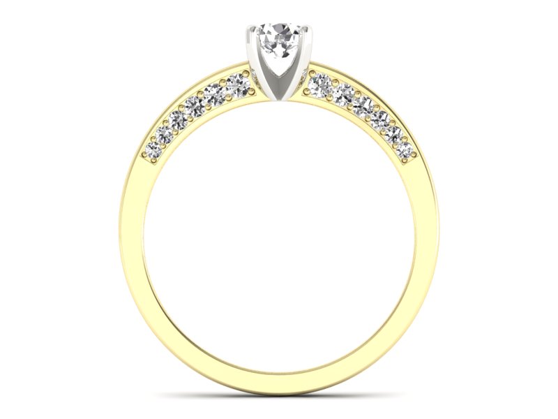 Pierścionek z diamentami żółte i białe złoto 585 - p16326zb - 2
