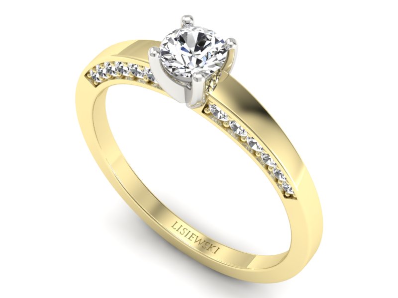 Pierścionek z diamentami żółte i białe złoto 585 - p16326zb - 3