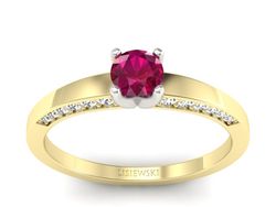 Pierścionek z rubinem i diamentami złoto 585 - p16326zbr