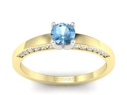 Pierścionek topaz i brylanty białe żółte złoto - p16326zbtp