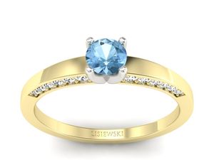 Pierścionek topaz i brylanty białe żółte złoto