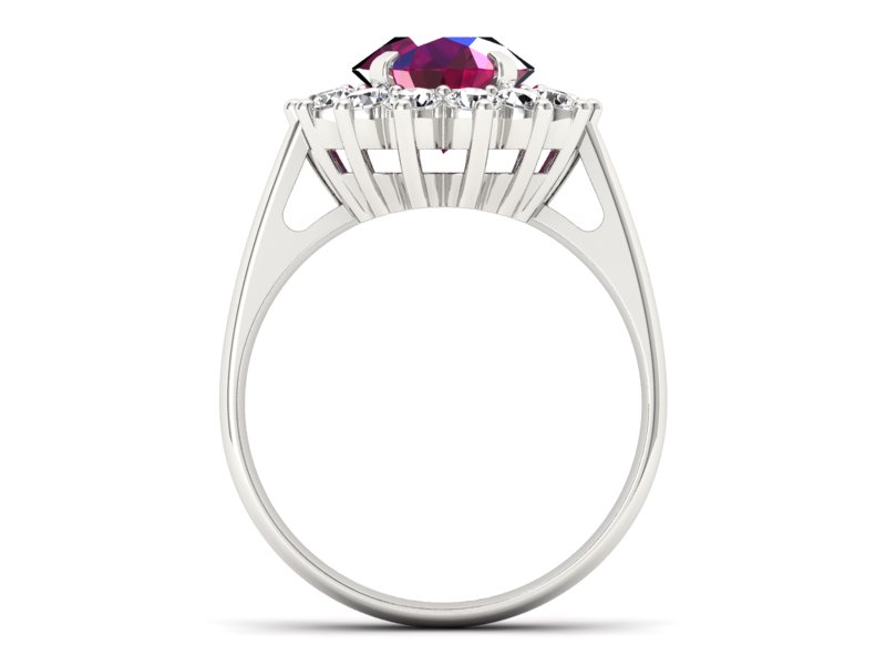 Pierścionek z rubinem i brylantami białe złoto - p16327br - 2