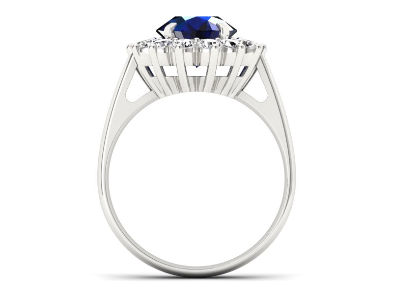 Pierścionek z szafirem i brylantami białe złoto - p16327bsz - 2
