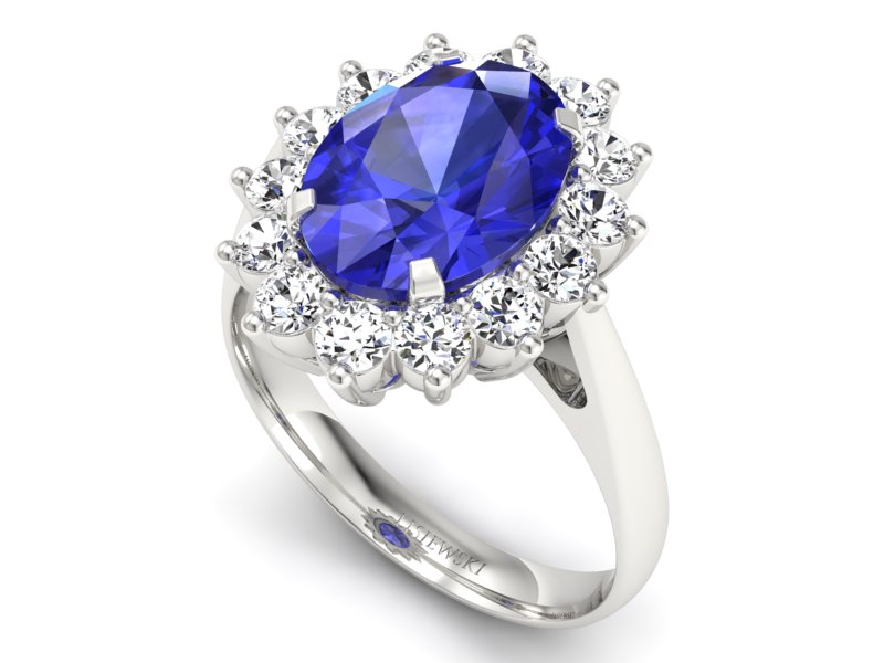 Pierścionek z szafirem i brylantami białe złoto - p16327bszc - 3